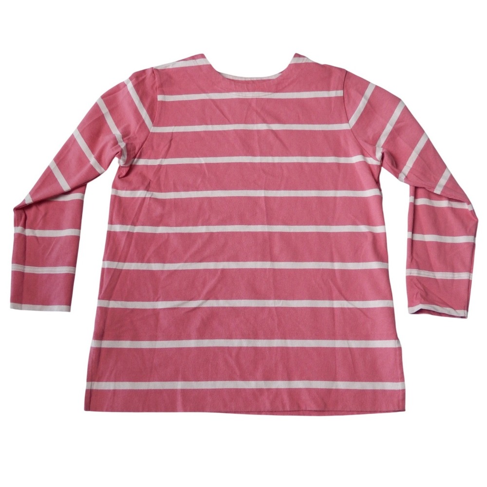 VTG LL Bean Womens XS Pink White Striped Long Sleeve Cotton T-Shirt 80s / 90s